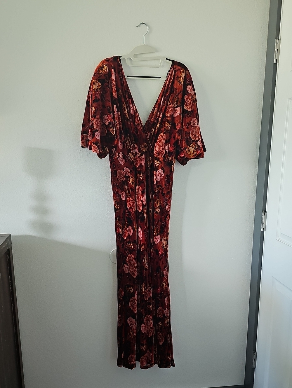 ●●JOHNNY WAS DEEP VNECK MAXI VELVET DRESS SIZE L●●